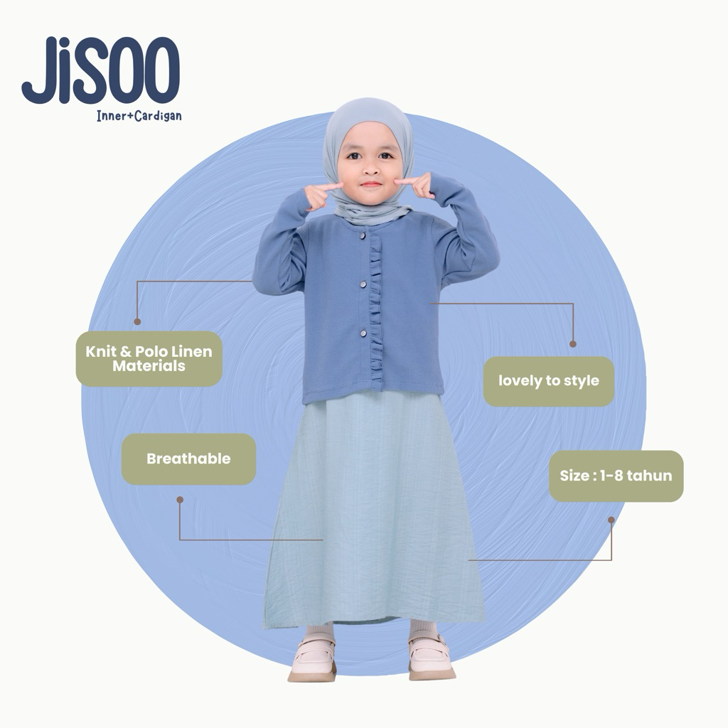 Jisoo Inner & Cardigan Blueberry | One set anak perempuan | Setelan OUTER Gamis Cewek