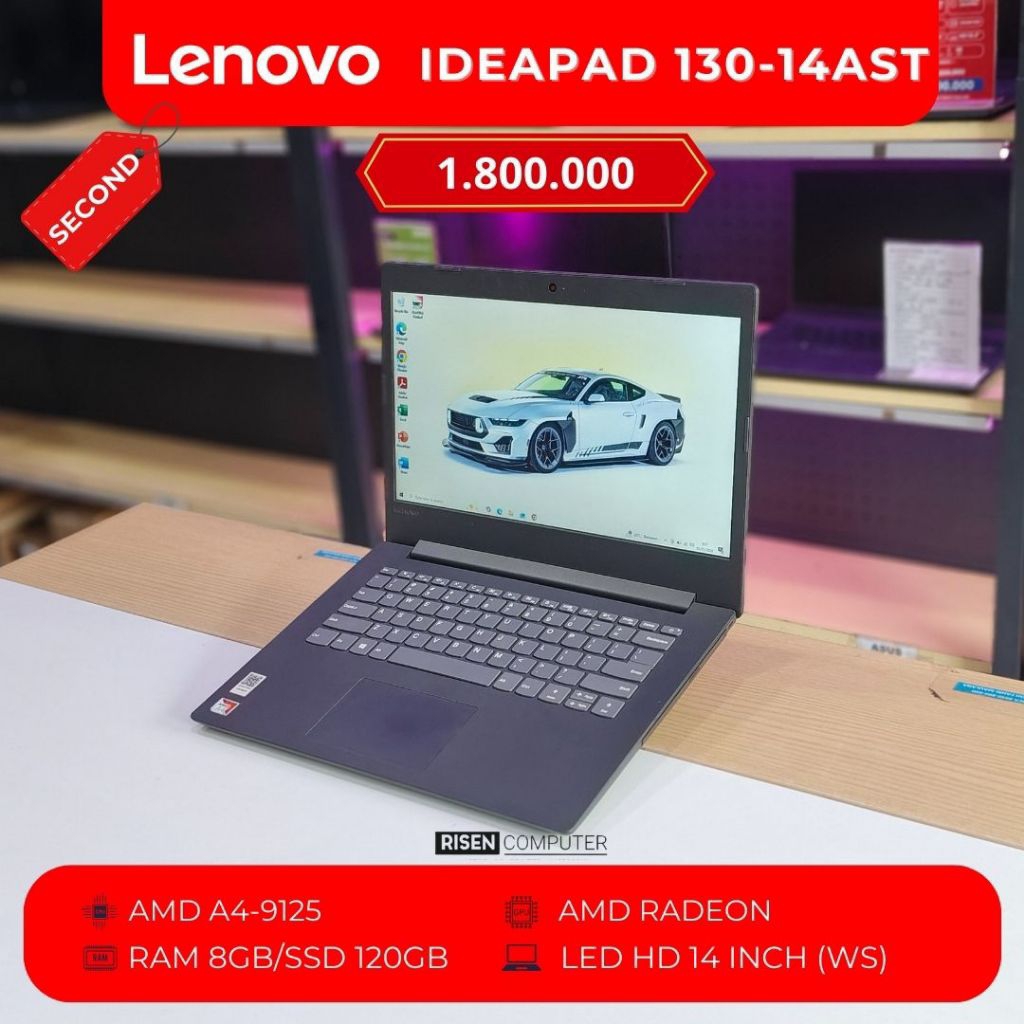 LENOVO IDEAPAD 130-14AST AMD A4-9125 RAM 8GB SSD 120GB HD 14inch Notebook Second Bekas Laptop