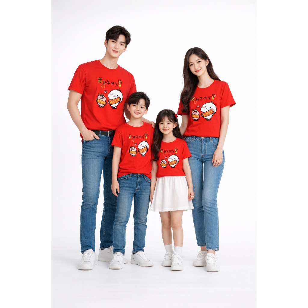 Kaos Wanita / Pria Couple Warna Merah Spesial Imlek