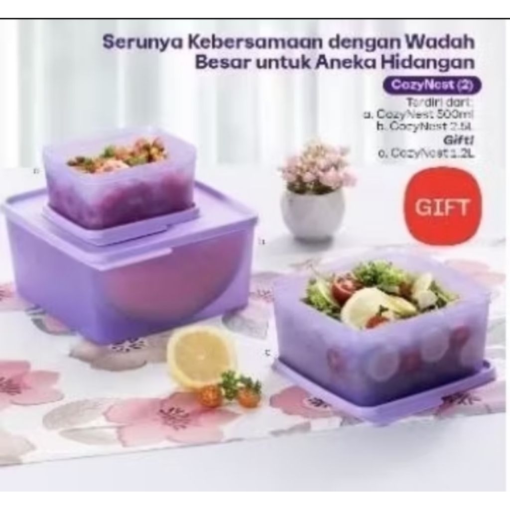 CozyNest Tupperware ungu (3 pcs)