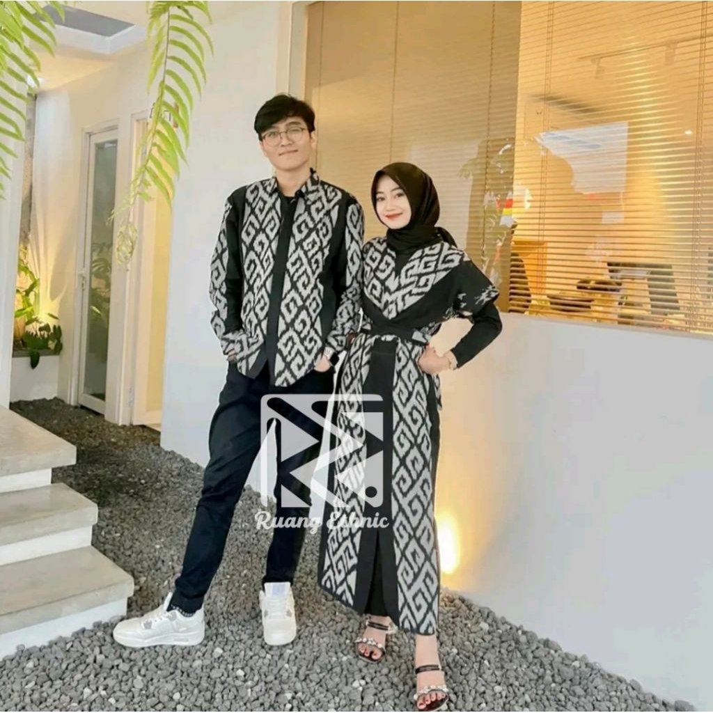 SET BAJU TENUN COUPLE RAISA BLACK - BAJU PASANGAN