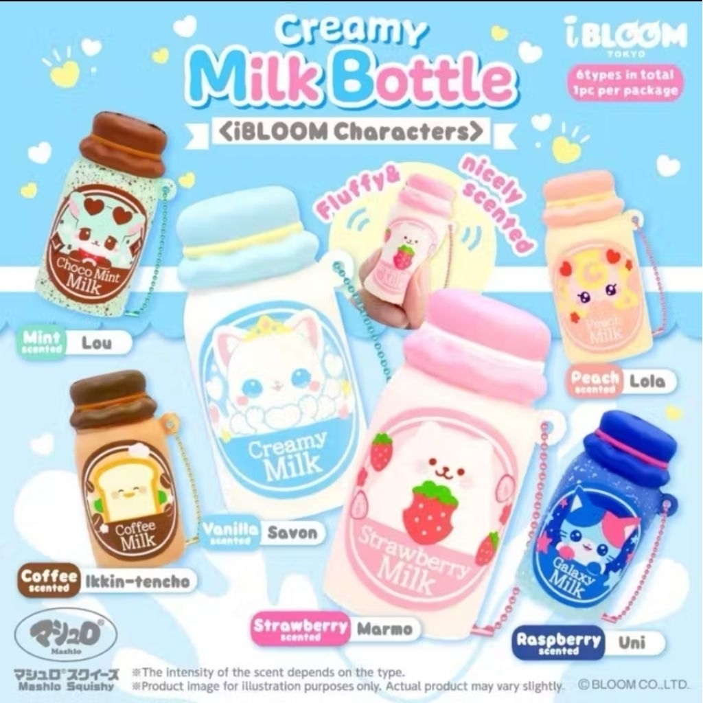 Squishy Ibloom Creamy Milk Bottle Blind Box Super Soft Slow Rising 100% Original Japan Premium Quali