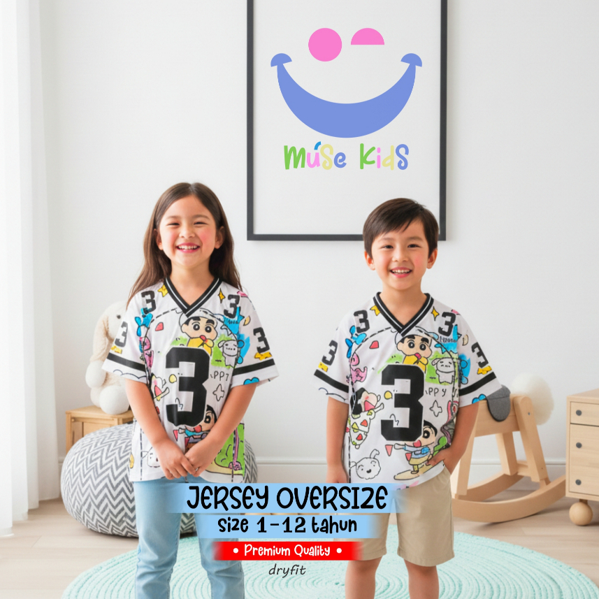 MuseKids Baju Jersey Kaos Oversize Anak 1 sampai 12 tahun