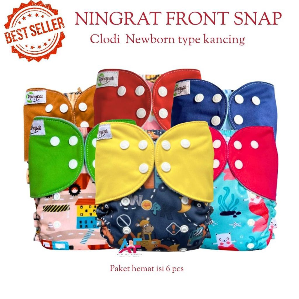 Clodi Ningrat Diapers Bayi Front Snap Popok Kain Cuci Ulang Newborn Clody Cloudy SNI