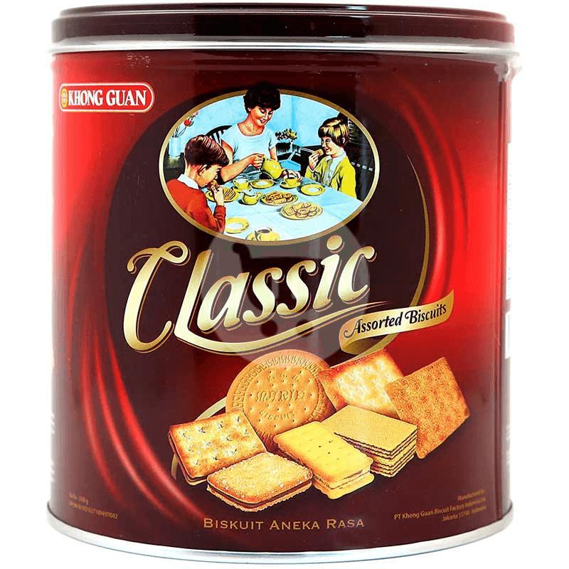 KHONG GUAN Classic Assorted Biscuits 250 Gram Klasik Biskuit Kaleng Bulat