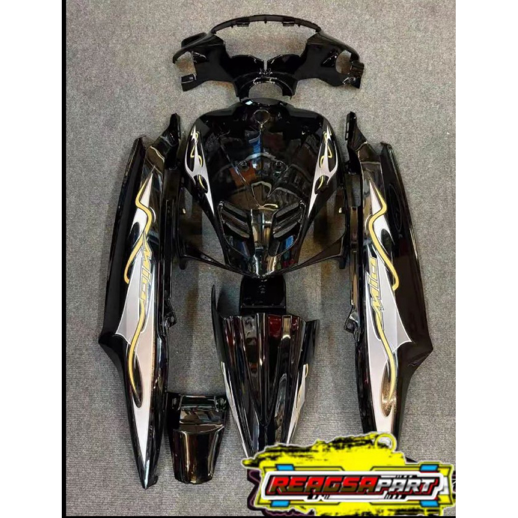 Full body fullset bodi halus Yamaha mio sporty cover bodi halus mio sporty warna hitam striping cust