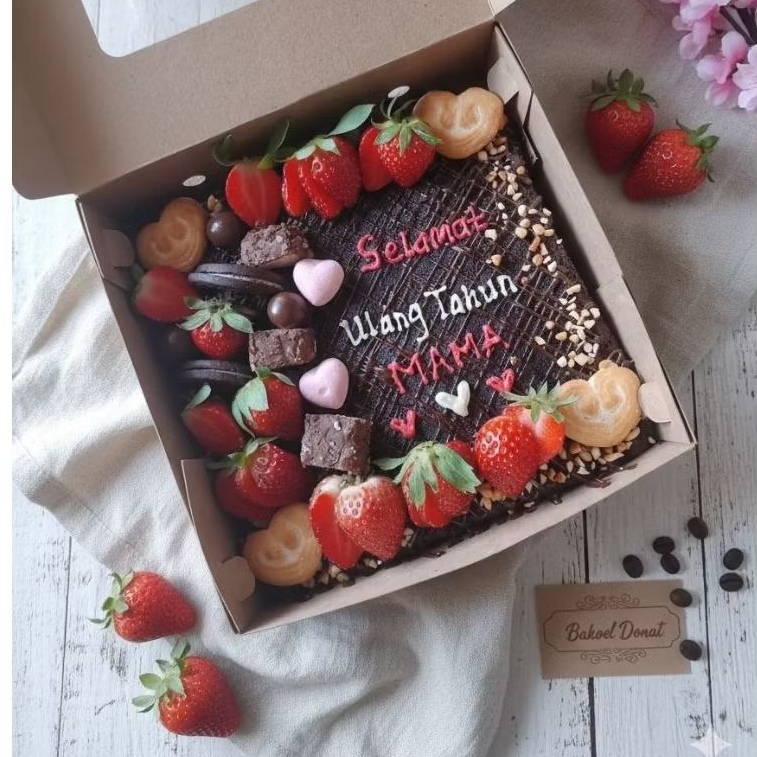 Brownies Ulang Tahun/Kado Anniversarry/Kue Ultah Kekinian/Brownies Ultah/Brownies Coklat/Brownies st