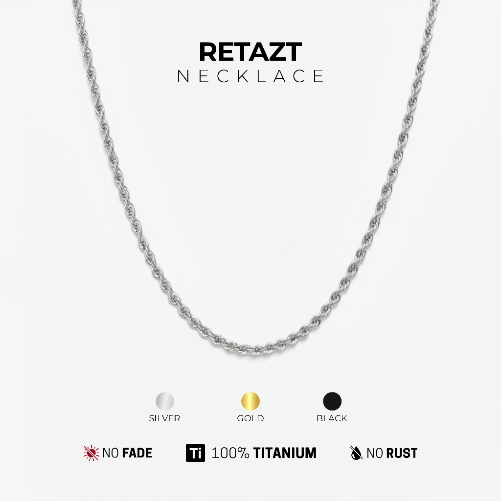 Treera - Kalung Titanium Pria Wanita Model Tamparan Original Silver