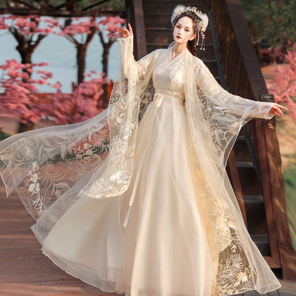 (Preorder) Set Dress Hanfu Hui Wanita Baju Tradisional China Dengan Bordir Brukat Chinese Ancient Tr