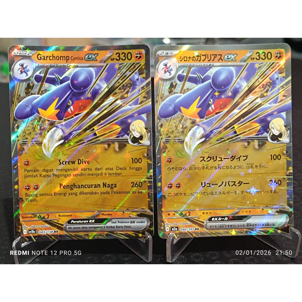kartu pokemon ori TCG Garchomp cynthia ex RR Indonesia japan