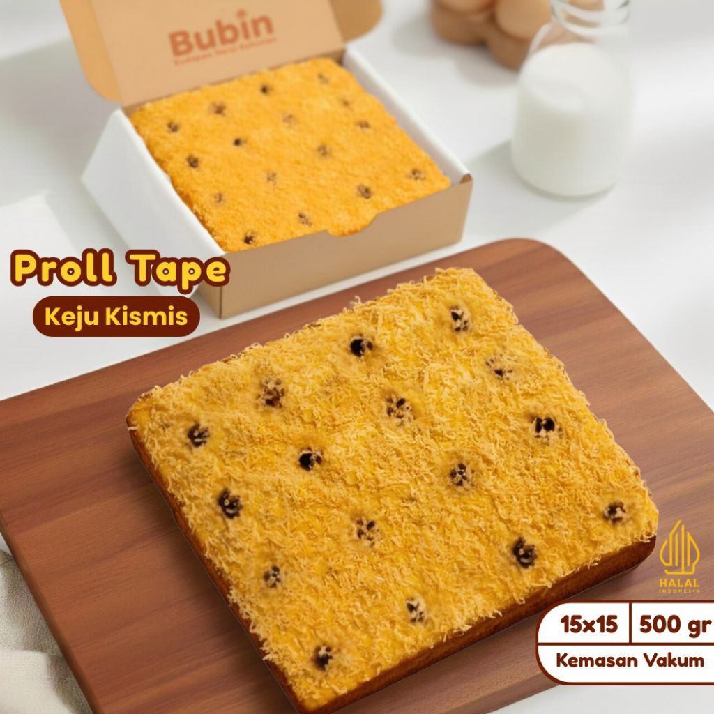 Kue Prol Tape Panggang Kismis 15 x 15 - Tanpa Pengawet, Segar, Homemade