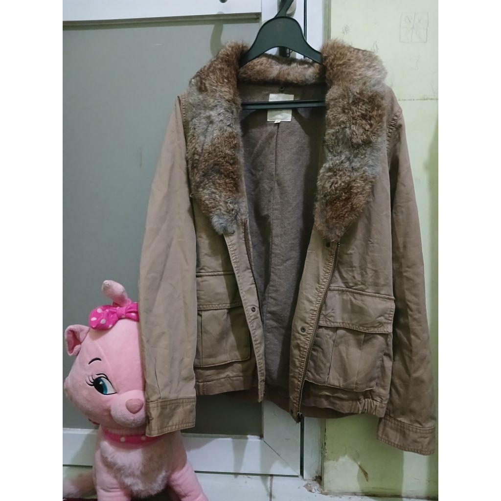 Avant Garde lgb style Letter By Back Number Jacket Rabbit Fur