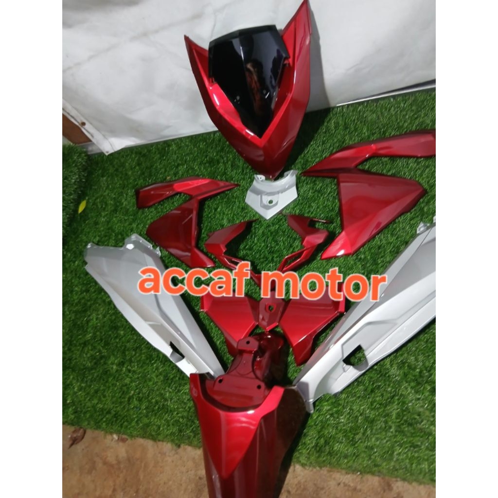 cover full body halus honda vario 125 150 led old warna merah candy silver