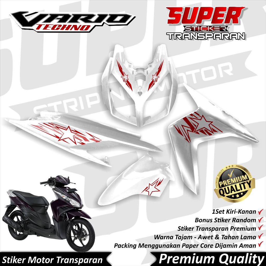 Stiker Transparan Vario 110 Techno karbu Anti Luntur keren Striping Vario Techno Striping Honda Vari
