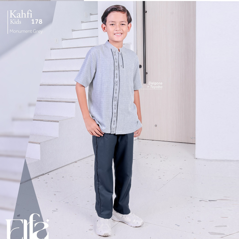 BAJU STELAN ANAK ETHICA KAHFI KIDS 178 MONUMENT GREY ELFA 282 MONUMENT GREY