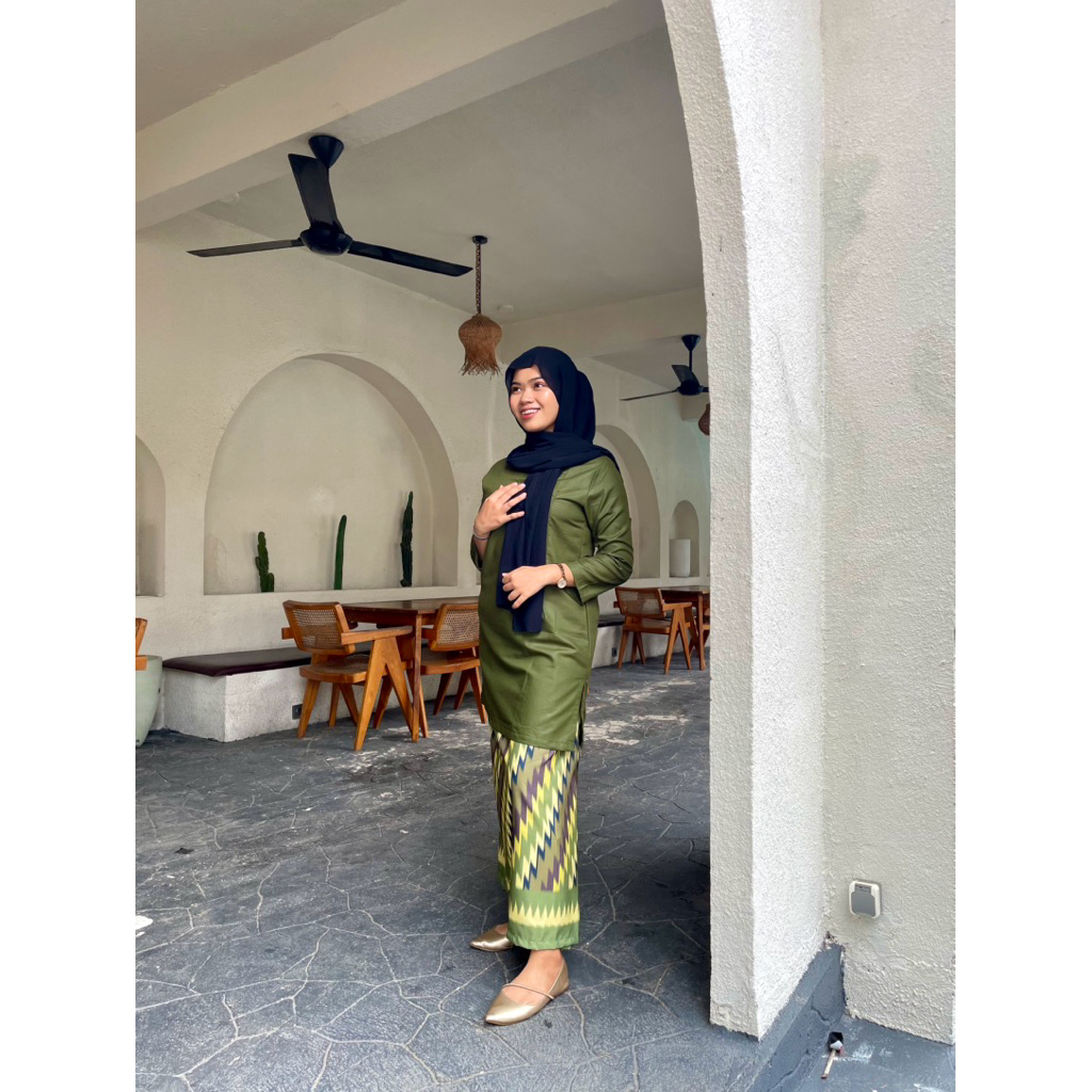 BAJU KURUNG WANITA WARNA ARMY TOYOBO PREMIUM (ATASAN + ROK BESWAY) NEEZAA.ID