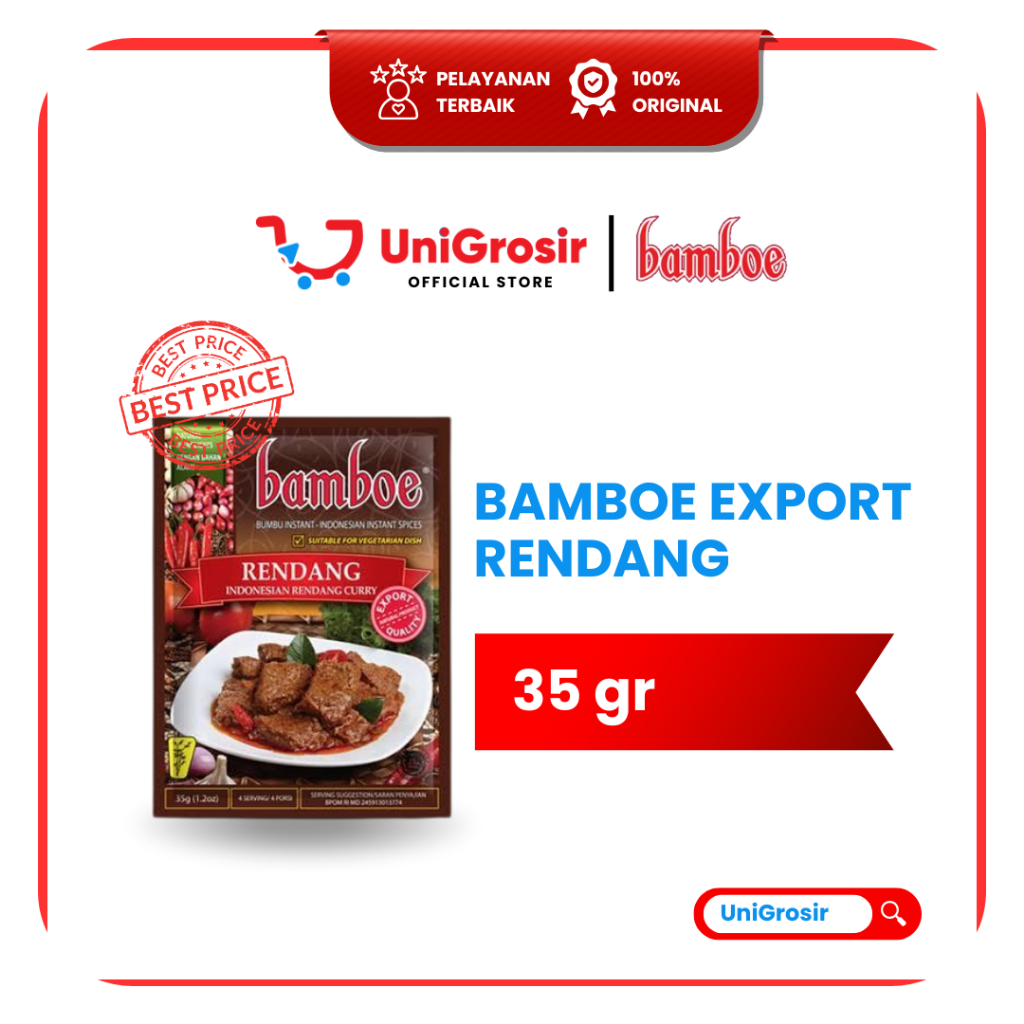 [UniGrosir] BAMBOE EXPORT RENDANG BUMBU MASAK INSTAN ~ 35 gr