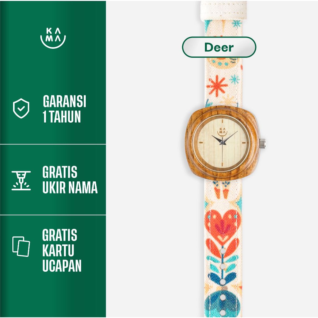 Jam Tangan Kayu Kama Watch Edisi Strap Deer