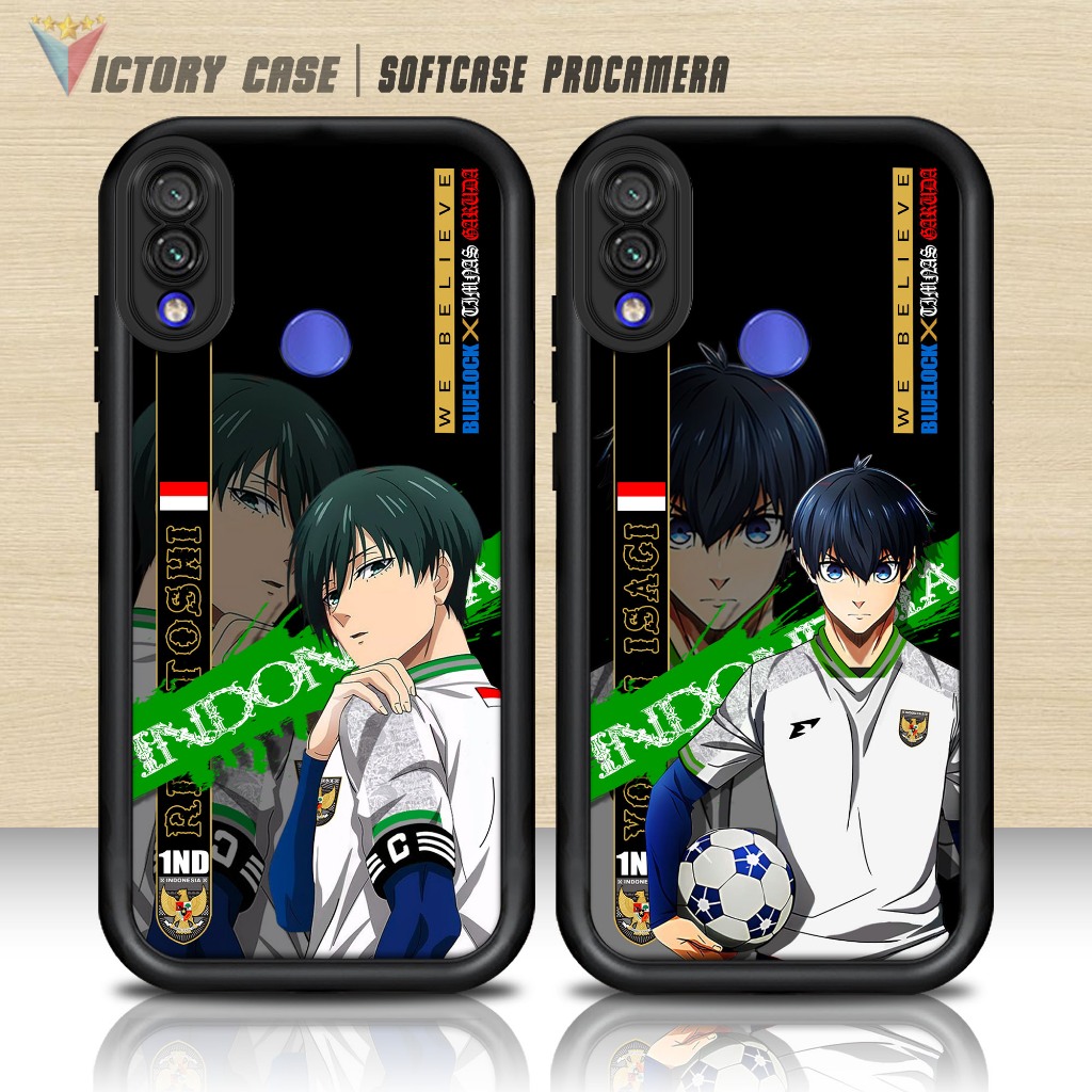 Softcase Glass kaca untuk REDMI NOTE 7 NOTE 7 PRO TIMNAS BLUELOCK Casing Handphone Case Procamera