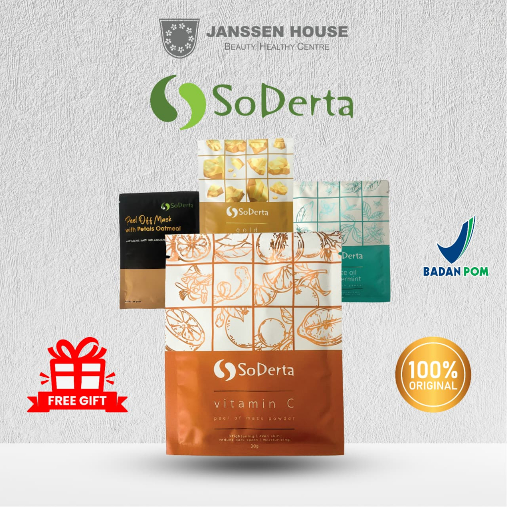 SODERTA PETAL OATMEAL PEEL OFF MASK 30G | SODERTA GOLD PEEL OFF MASK 30GR POWDER | Masker Karet Bubu