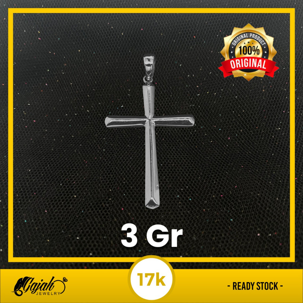 Liontin Salib Emas 17K - Toko Emas Gajah - 3 Gram