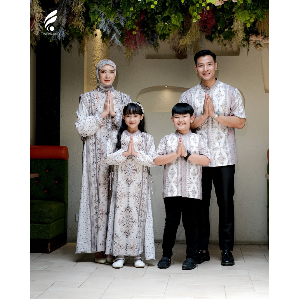 ONEBRANDHIJAB - GIZHARA Taupe Sarimbit keluarga lebaran couple baju muslim ibu ayah anak perempuan d