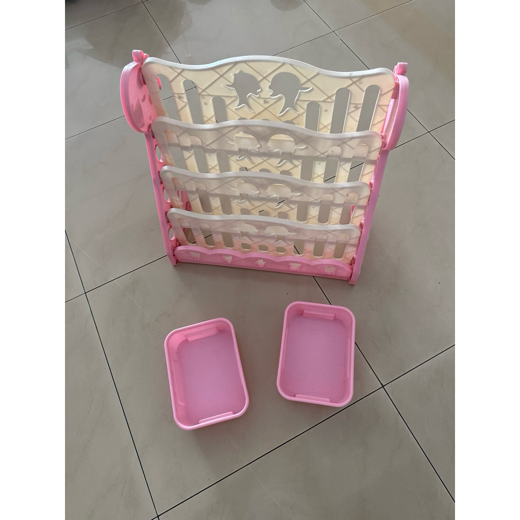 prelove rak buku anak perempuan pink jerapah