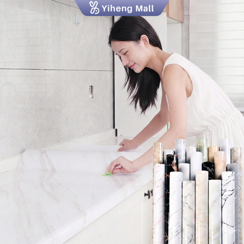 Wallpaper Dinding Motif Marmer 3M Wallpaper Dinding 3D Wallpaper Stiker Granit Glossy Dapur YH4