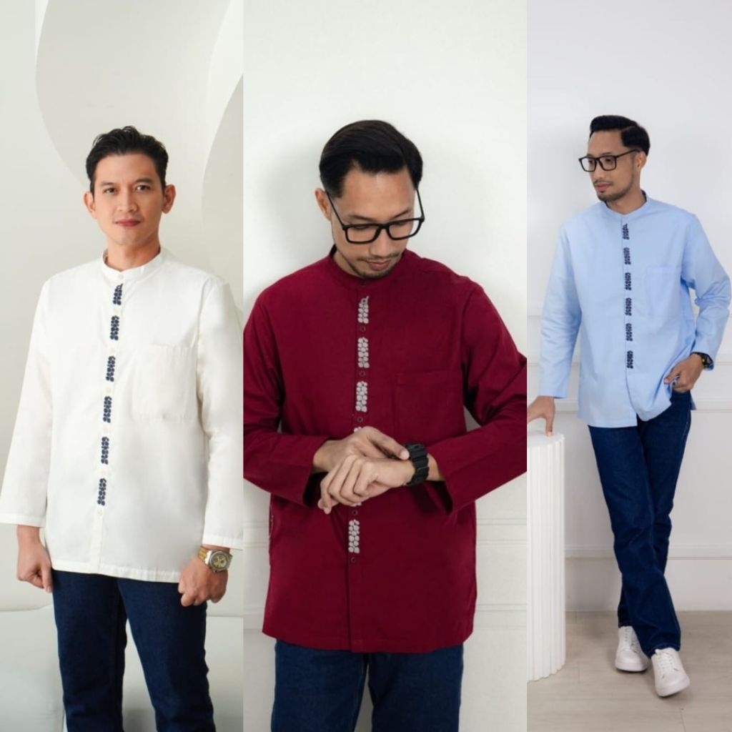 Koko Dewasa Terbaru Dannis d'Denim / Koko Ramadhan Terbaru / Koko Ayah Dannis d' Denim Off White - M