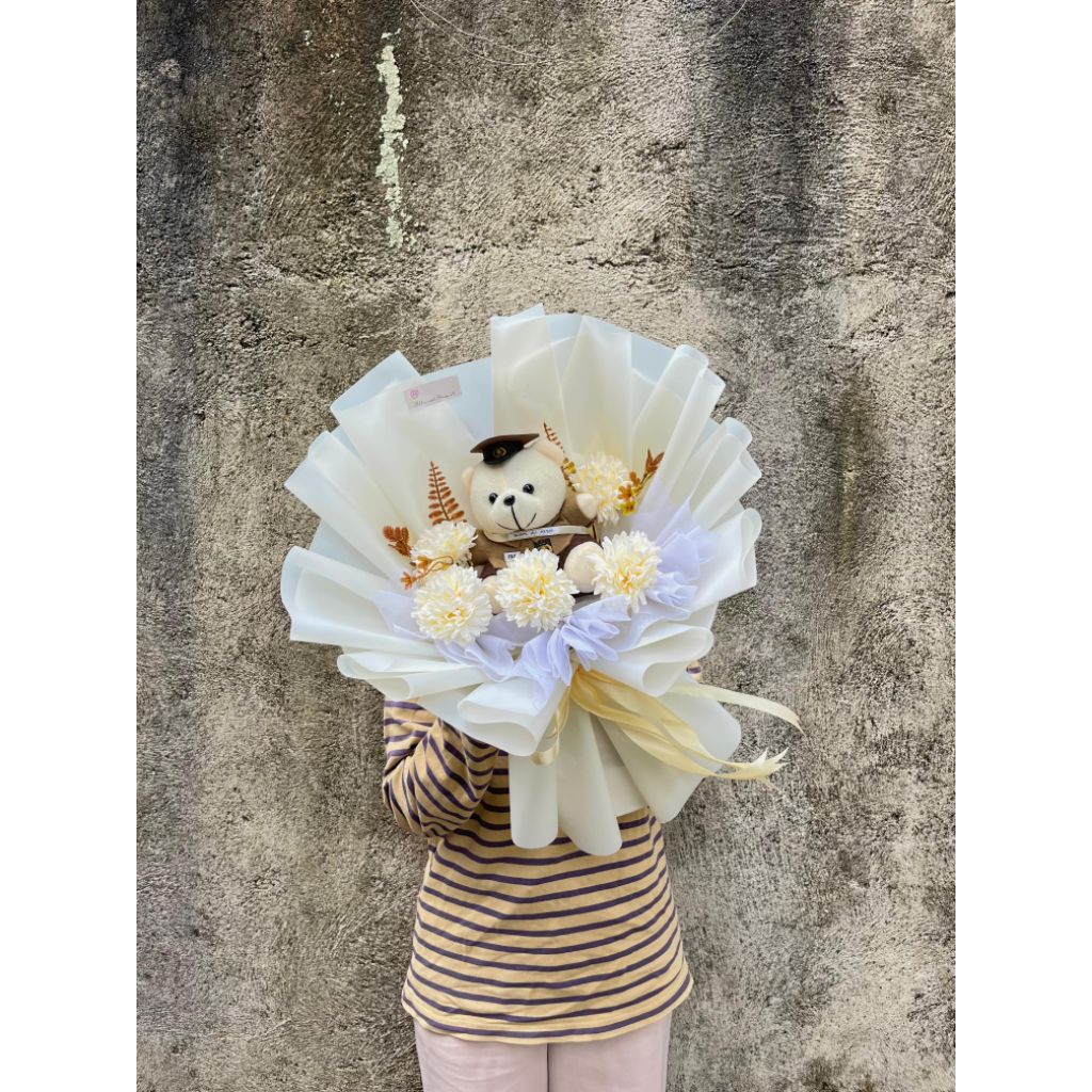 Buket Polisi | Buket Profesi | Buket Medan| Bouquet Bunga Artificial + Boneka Polisi
