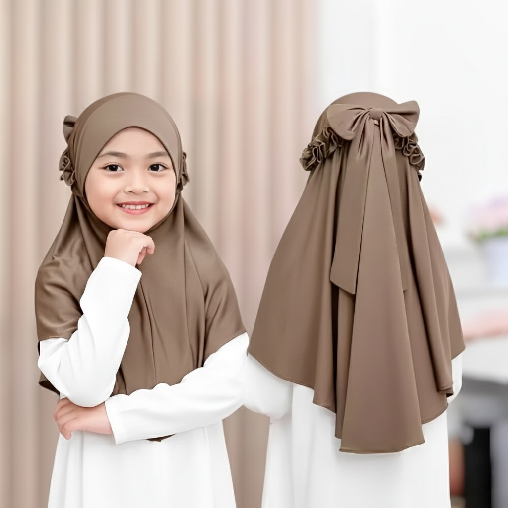 Jilbab Bergo Instan Anak Pita Jersey 5-10 Tahun
