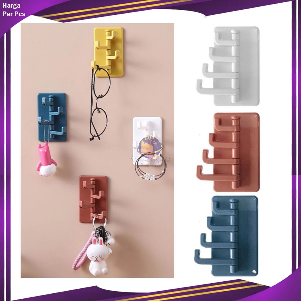 gantungan dinding 4 kait holder gantungan 4 kait serbaguna gantungan baju 4 kait
