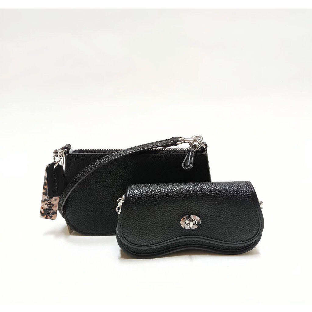 COACH CT381 WAVY DOUBLE POUCH BAG BLACK