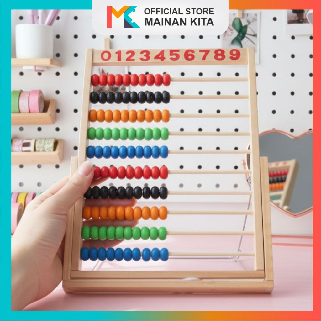 [MK908] Papan Sempoa kayu berhitung / Sempoa Hitung Anak / Alat hitung anak SD