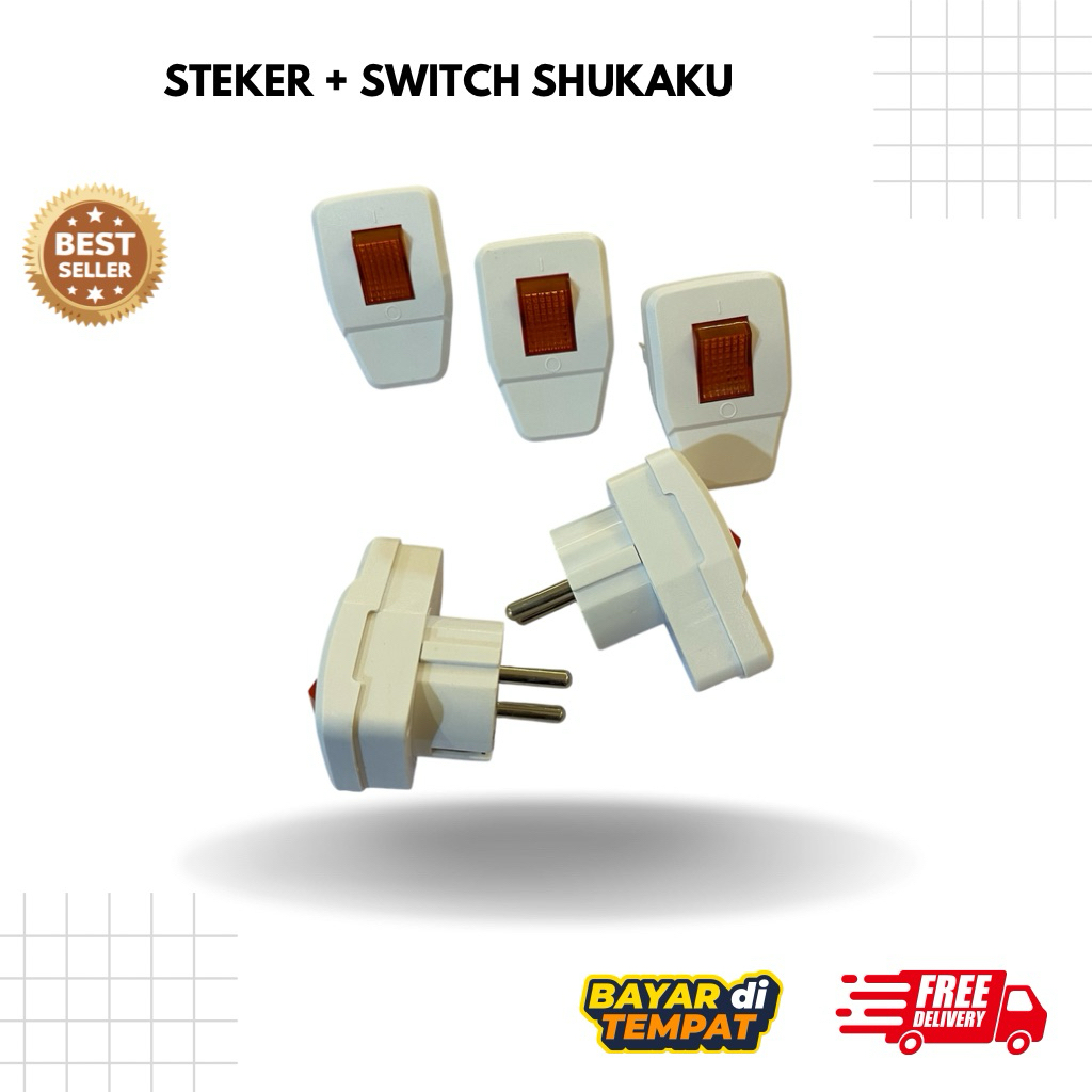 Steker + Switch Shukaku ( Steker Dilengkapi Dengan Saklar On/Off Merk Shukaku )
