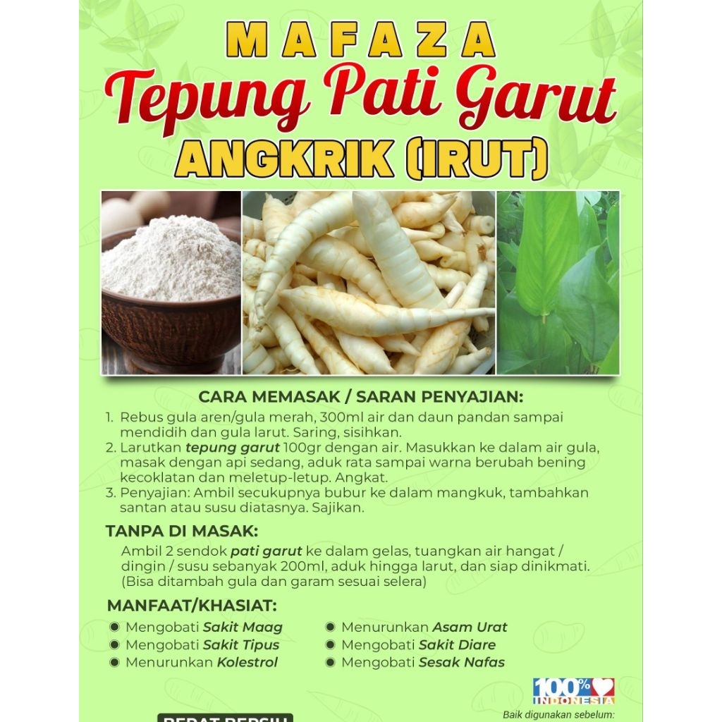 Tepung garut asli dari pati garut