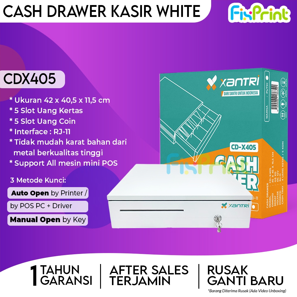 FixPrint Laci Penyimpanan Cash Drawer Xantri CD-X405 / CD-X335 cd339 Uang Kertas & Koin Laci Kasir U