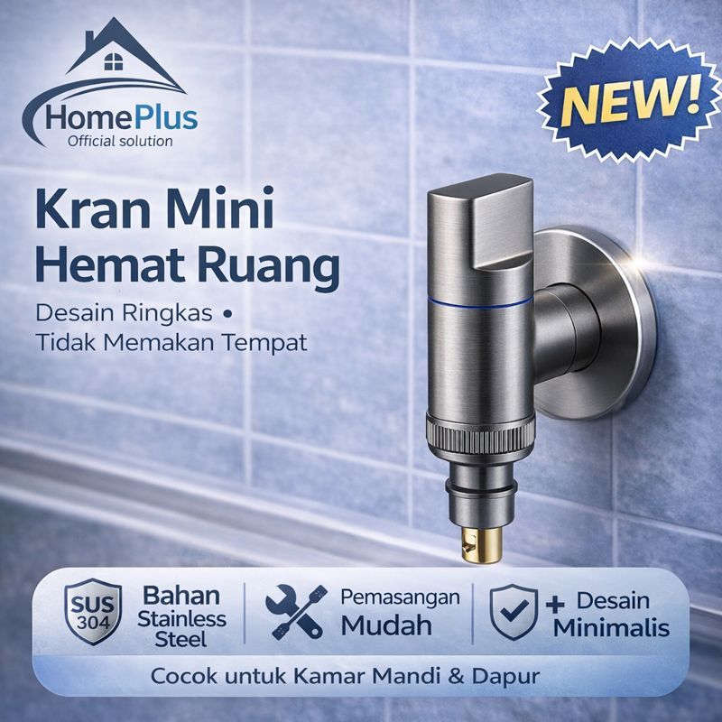 Kran Air Mesin Cuci Otomatis | Katup Stop Air Mini, Konektor Nozzle & Angle Valve