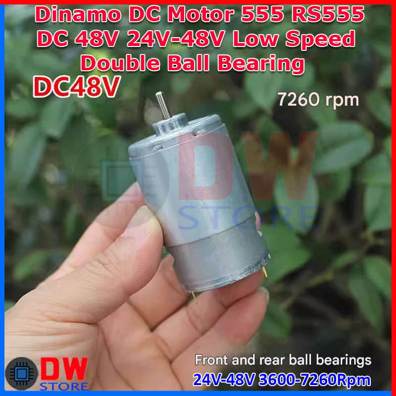 Dinamo DC Motor 555 RS-555 48V  24V-48V Low RPM Speed High Torque