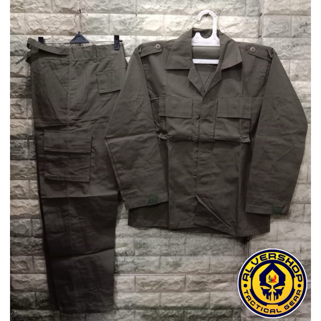 Baju Celana Pdl Hijau Brimob Pol Pp Setelan Ripstok Sritex AlverShop_TG
