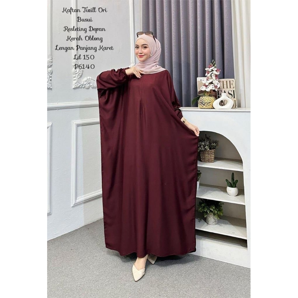 Kaftan Twill Polos.Kaftan jumbo.Kaftan Abaya Twill ori Putih