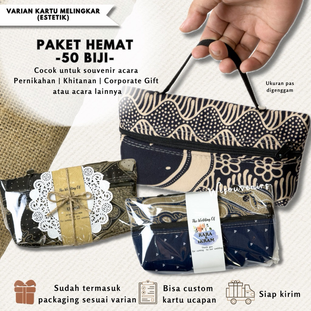 HEMAT BIJI SOUVENIR PAKET HEMAT 50 BIJI SOUVENIR HANDBAG BATIK SOUVENIR PERNIKAHAN HANDBAG BATIK SOU