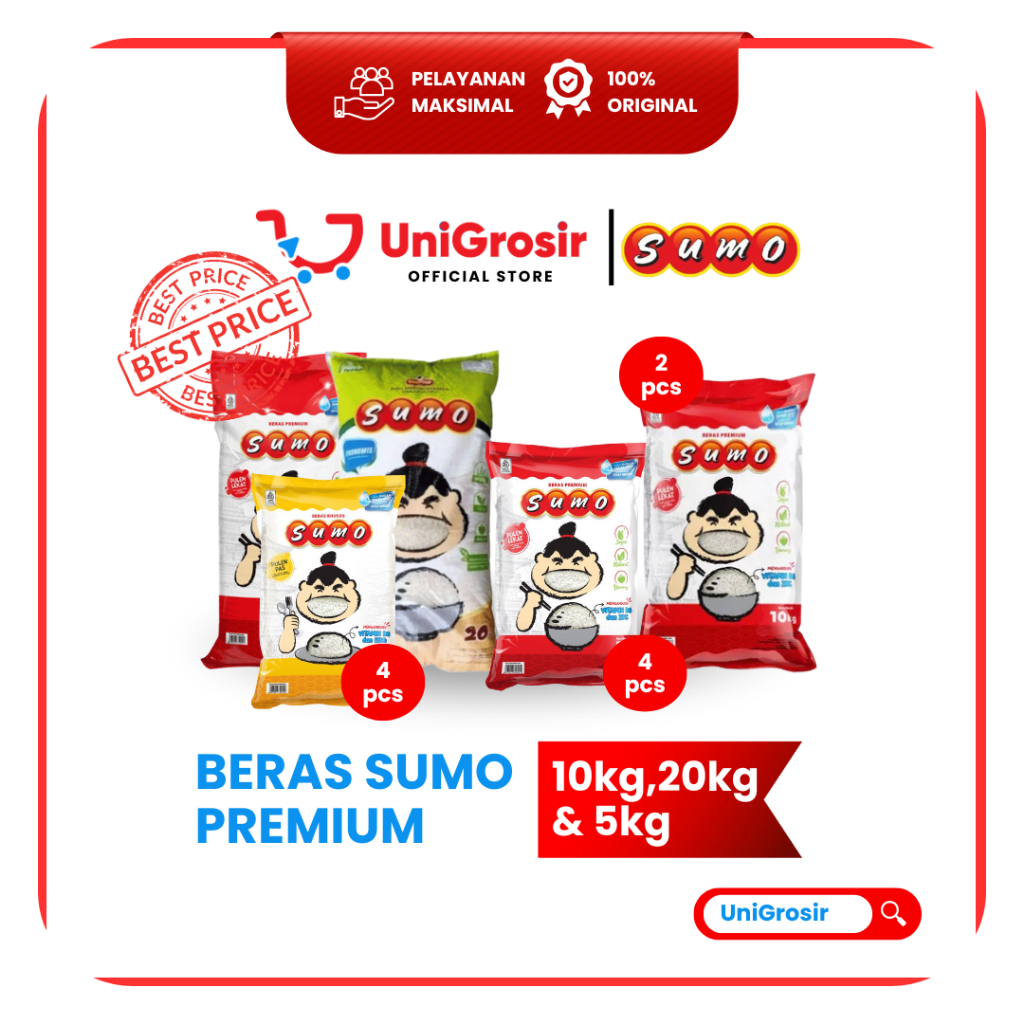 [UniGrosir] BERAS PREMIUM SUMO MERAH | NASI UDUK WHITE RICE  SUMO ~  20 kg - NASI UDUK 25 kg