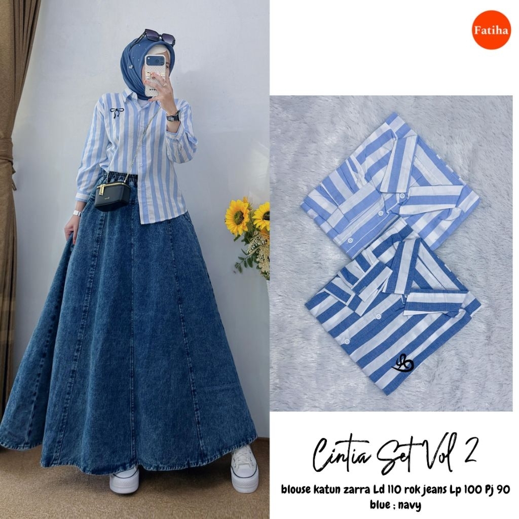 Fatiha -Cintia Set Wanita Katun Zarra X Jeans