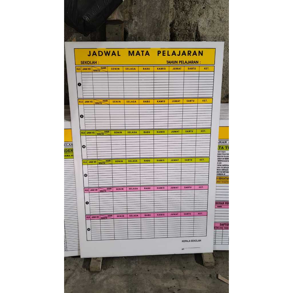 Papan data Sekolah - Jadwal Mata Pelajaran SD MI