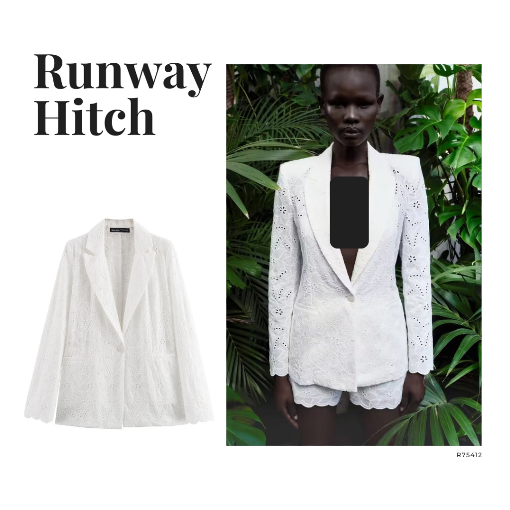 RunwayHitch Blazer Wanita Putih Lace Premium Blazer Brokat Katun Bordir Katbol RunwayHitch - Promo R