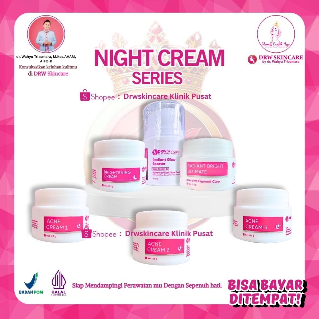 Drw Skincare Cream Malam Untuk Wajah Flek Jerawat Normal Kusam ORI BPOM [BISA COD]