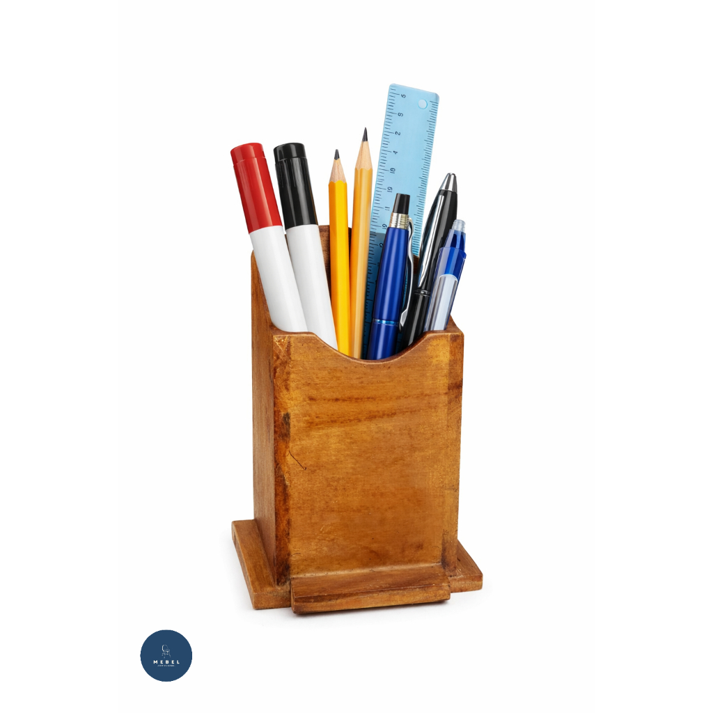 Tempat Alat Tulis Kayu | Tempat Pensil Kayu Meja Belajar & Kerja Minimalis