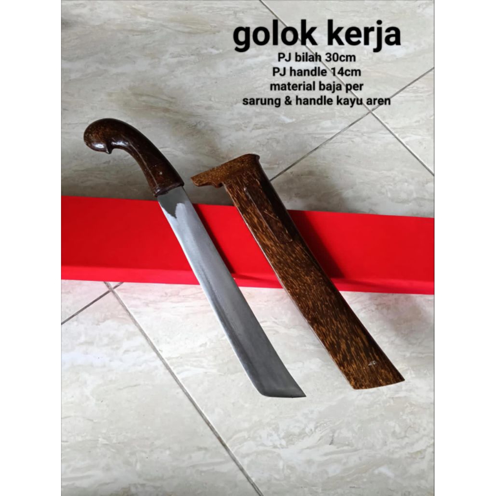 Golok Kerja Kebun Model Kopak Kayu Full Ruyung Asli Baja