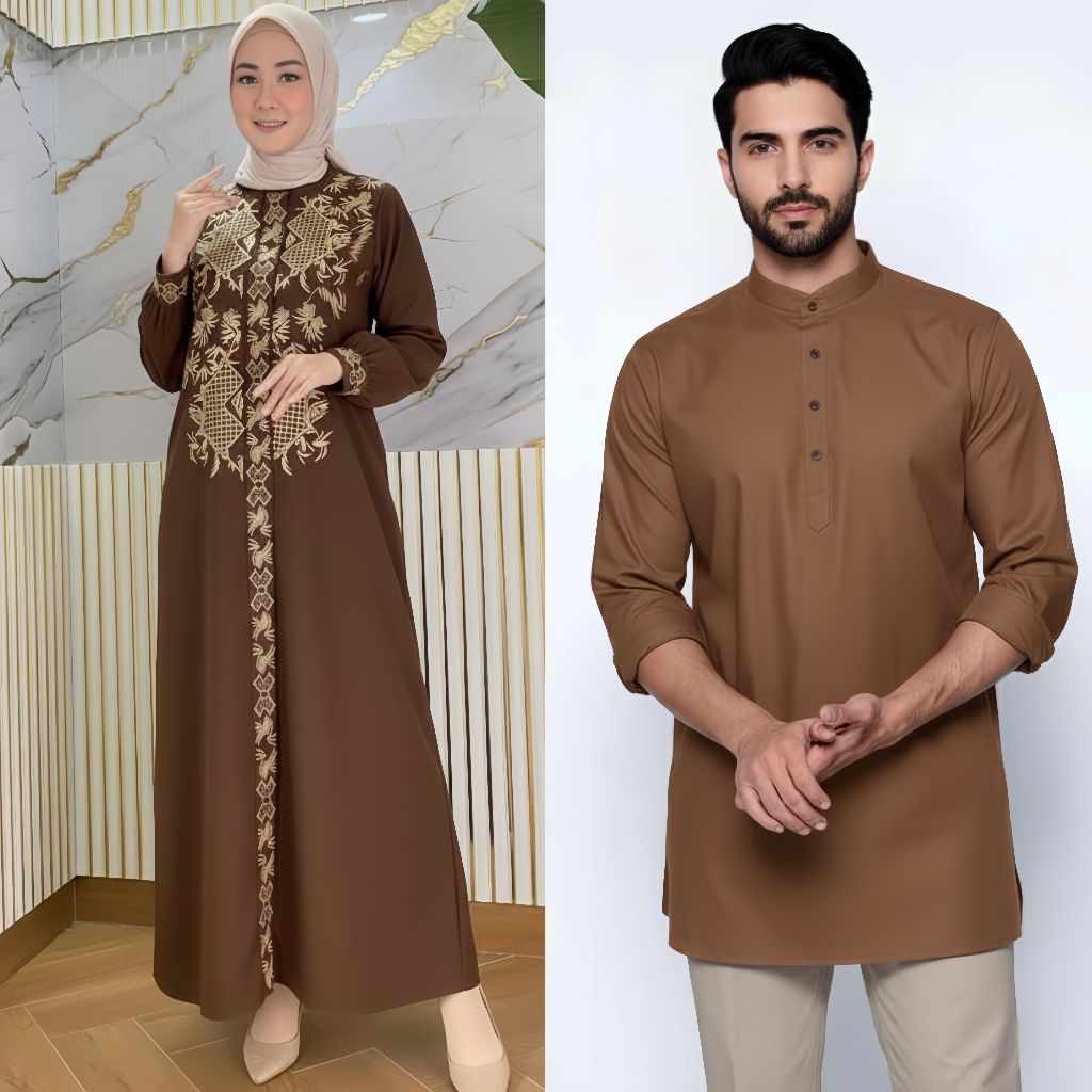 COUPLE ABAYA MALAYA BORDIR SARIMBIT ABAYA KOKO KURTA BAHAN TOYOBO IMPORT BAJU KOKO COUPLE GAMIS LEBA